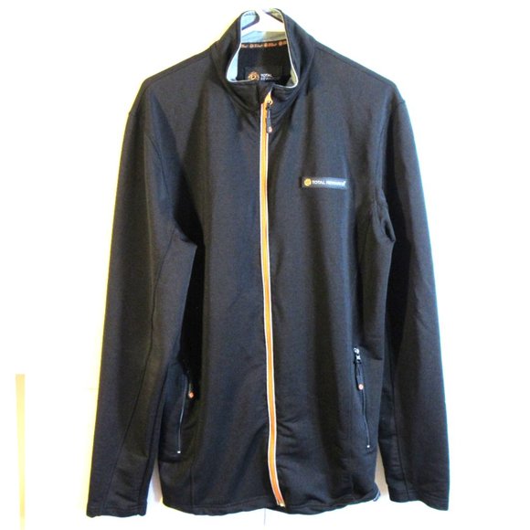 Unisex Spring Jacket Windbreaker Large Black W/ Embroider Hidden Pockets Zipped - Picture 1 of 5